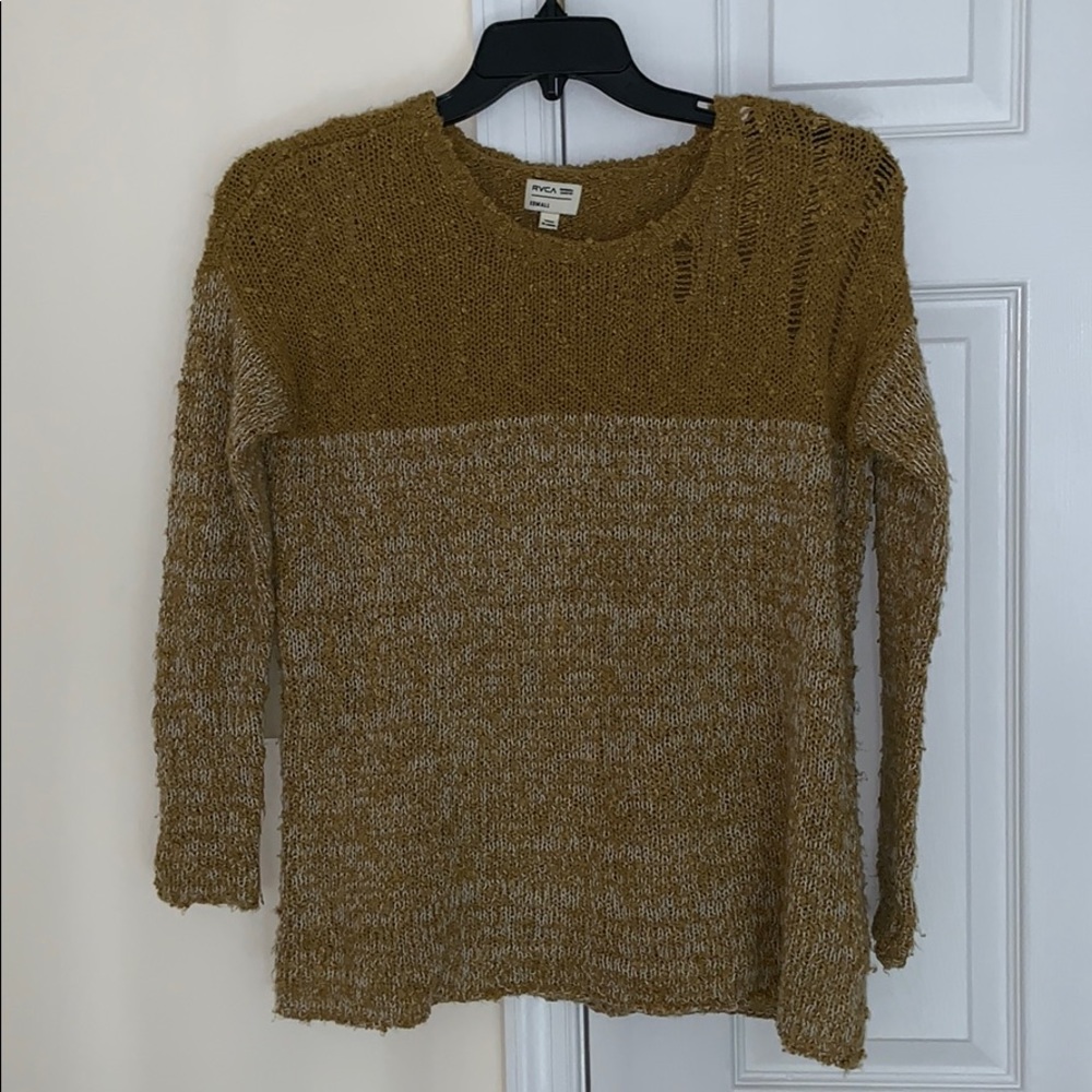 RVCA distressed crew neck sweater